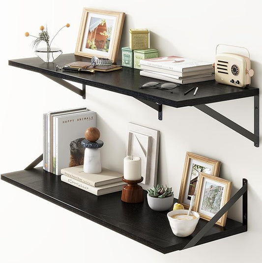 36"W x 12"D Floating Shelves, 12 Inch Deep Wall Shelves by FunMemories
