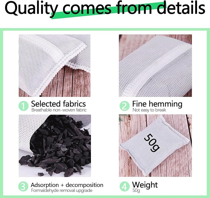 10 Pack Activated Charcoal Odor Absorbe Trash Can Deodorizer, Car Air Freshener - Image 3