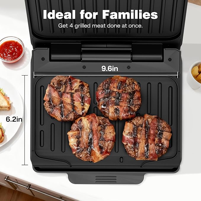 2-Serving Electric Grill and Panini Press, Tough Non-Stick Coating, Drip Tray - Image 5