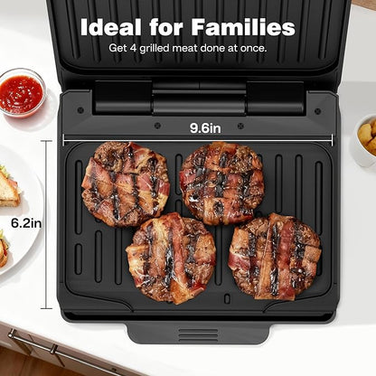 2-Serving Electric Grill and Panini Press, Tough Non-Stick Coating, Drip Tray - Image 5