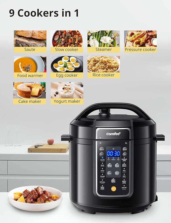 COMFEE' 9-in-1 Electric Pressure Cooker, 14 Presets Instant Multi Cooker Olla - Image 3