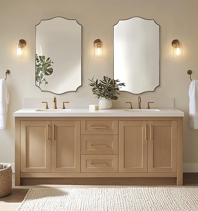 ANDY STAR 24x40 Inch Gold Mirror, Brushed Gold Bathroom Mirror, Antique Brass - Image 3