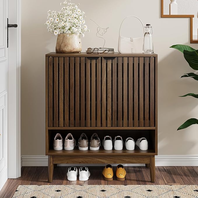 Shoe Storage Cabinet with Adjustable Shelves, Wooden Shoe Organizer, Shoes Rack - Image 3