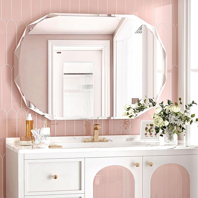 Bathroom Mirrors for Over Sink, Round Frameless Mirrors for Wall, 24x36 Inch by JACUKO