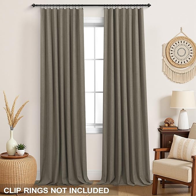 KOUFALL Soundproof Blackout Curtains 90 Inch Long Linen Black Out Noise - Image 4
