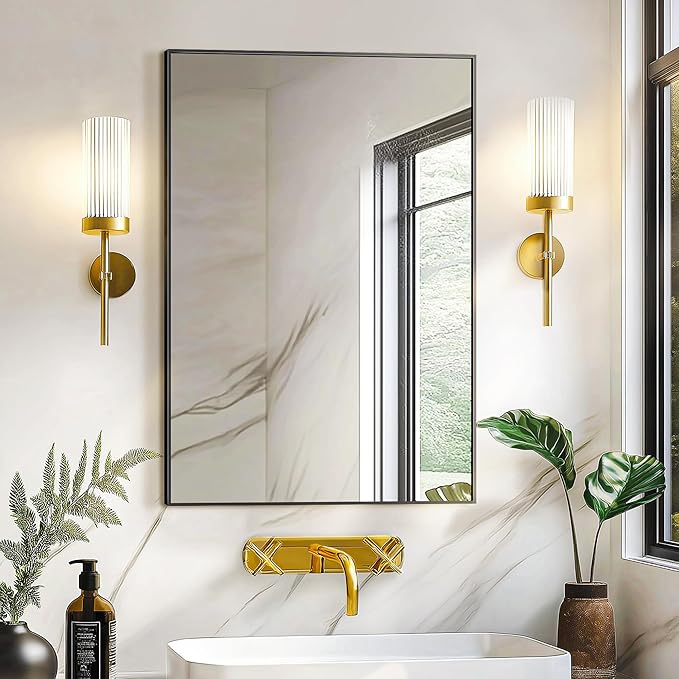 Bathroom Vanity Mirror for Wall, HD Shatterproof Glass, Hangs Horizontally or - Image 3