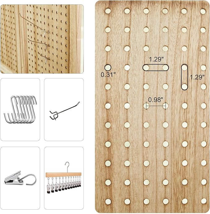 Pegboard Display, 5.6Ft Wooden Room Divider Folding Privacy Screens Portable - Image 7