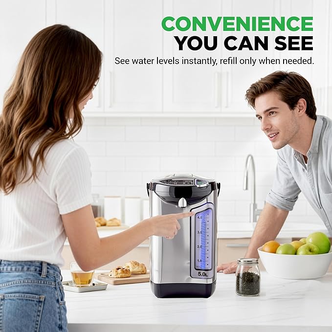 NutriChef Electric Water Boiler and Warmer - 5L/5.28 Qt Stainless Steel Hot - Image 4