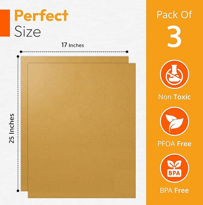 Gold 2 Pack Large Thick Heavy Duty Non Stick Teflon Oven Liners Mat, - Image 3