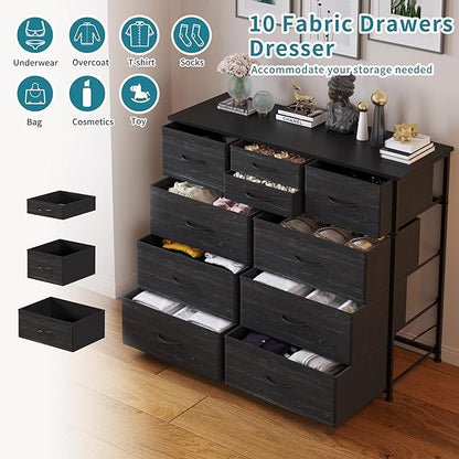 LUMTOK 10-Drawer Dresser, Fabric Dressers Drawers - Image 4