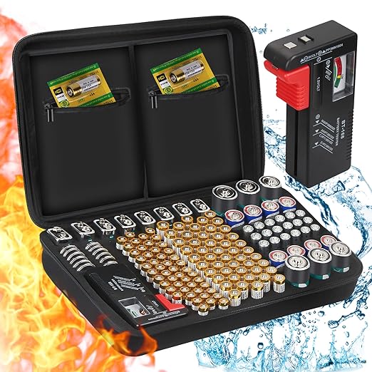Battery Storage Box Hard Case Holds 148 Batteries, Waterproof Fireproof Battery by Unknown