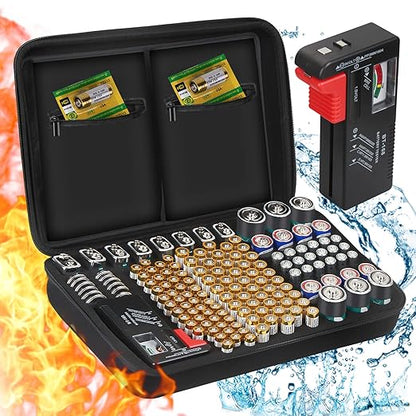 Battery Storage Box Hard Case Holds 148 Batteries, Waterproof Fireproof Battery by Unknown