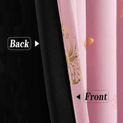 Jubilantex Rose Pink Metallic Gold Butterfly Blackout Curtains 54" Long for Small Window Girls Bedroom Nursery Window Curtains,Grommet Top 2 Panels