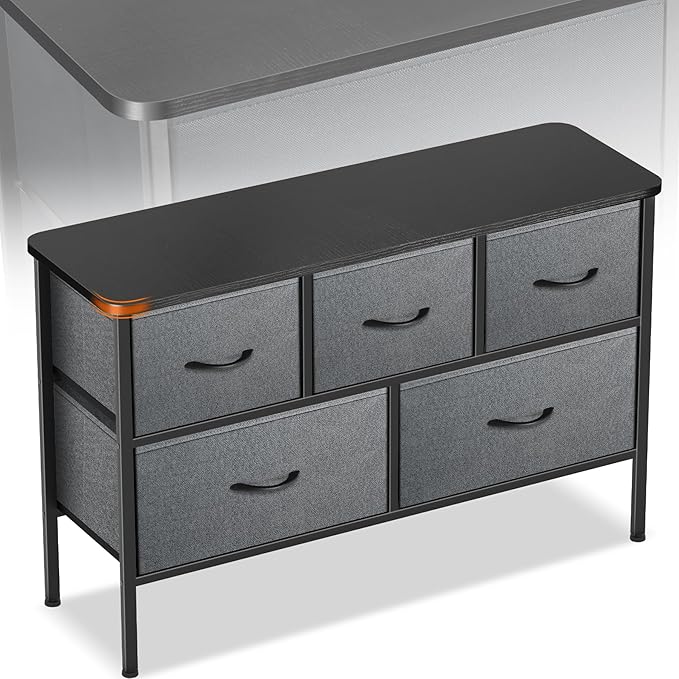 Curved Profile Dresser for Bedroom, Chest of Drawers, 5 Storage Drawers by Sonharlar