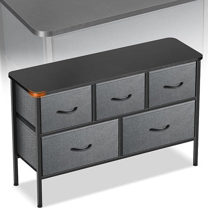 Curved Profile Dresser for Bedroom, Chest of Drawers, 5 Storage Drawers by Sonharlar