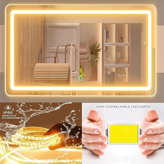Makeup Vanity Mirror 24" x 19" Large LED Makeup Mirror, Desk Mirorr - Image 5