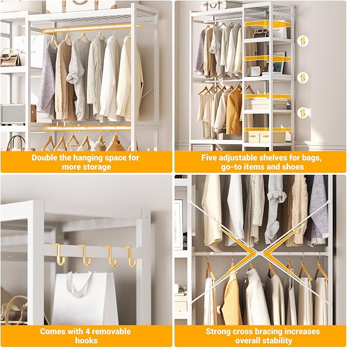Homykic Bamboo Clothes Rack Garment Rack - Image 5