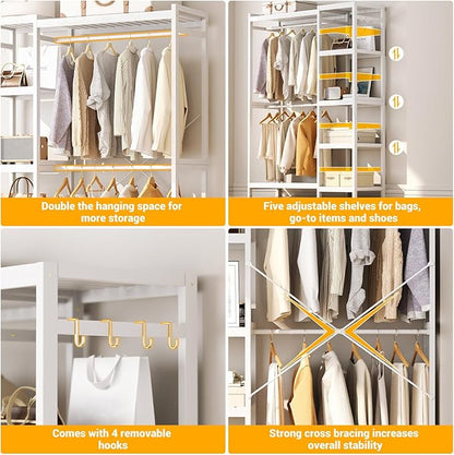 Homykic Bamboo Clothes Rack Garment Rack - Image 5