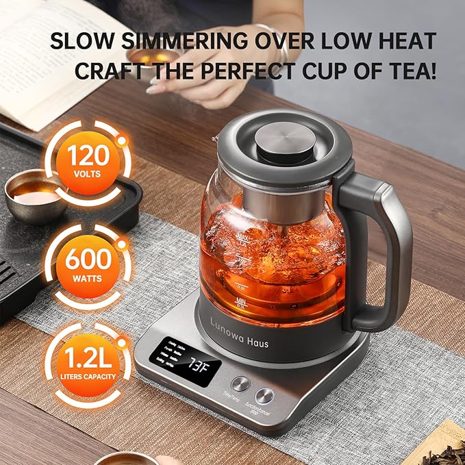 Rufus Titanium & Glass Electric Tea Kettle Tea Maker - Image 8