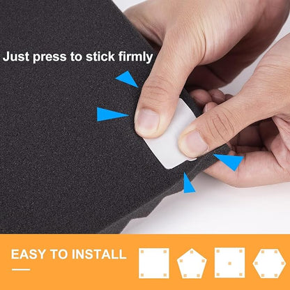Sonicism Pyramid Sound Proof Foam Panels Double Sided Tape Squares 60 Pack - Image 3