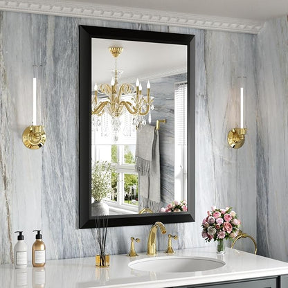 Amorho Black Bathroom Mirror, 24x36 Inch Thick Metal Framed Wall Mirrors by Amorho
