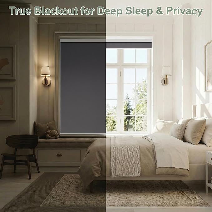 ZSHINE Motorized Blackout Window Blinds Customize Width Remote Control Wireless - Image 3