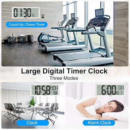 XREXS Digital Wall Clock with Backlight, 14.17 Inch Large Wall Clock with - Image 6
