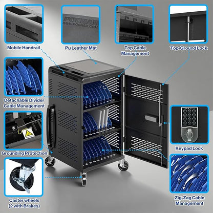 8 Pack | Fully Assembled 30 Bay Multi Device Charging Station - Image 4