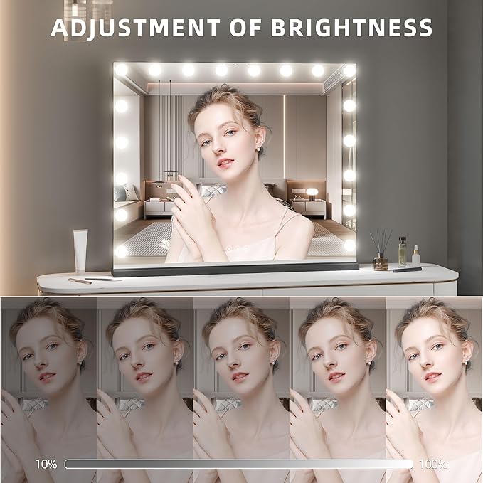 Vanity Mirror with Lights, Makeup Mirror with 17 Dimmable LED Bulbs, 3 Color - Image 3