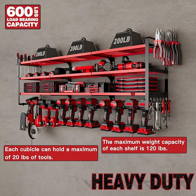 48" Large Power Tools Organizer Wall Mount, 12 Drill Holder - Image 4