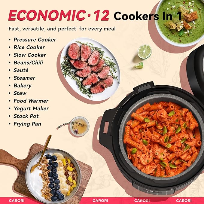 1200W 12-in-1 Electric Pressure Cooker 8Qt, Stainless Steel Pressure Cooker - Image 2