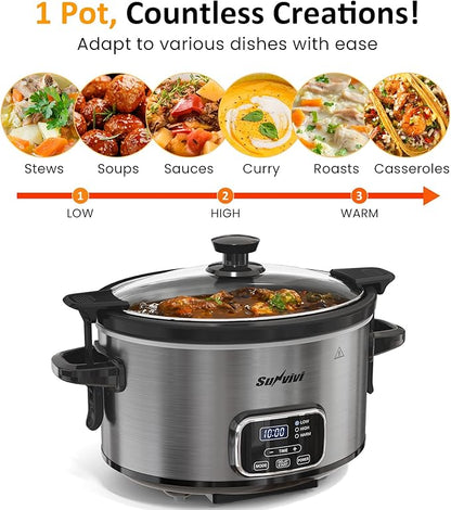 Sunvivi 4QT Slow Cooker, Programmable Pot - Image 2