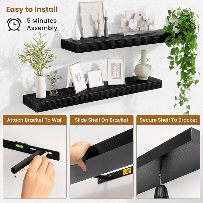 Fun Memories Bathroom Shelves 32 Inch Long Set of 2, Floating Shelves - Image 5