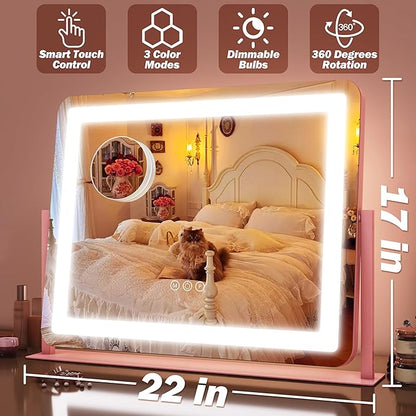 FENNIO Vanity Mirror with Lights 22''x17'' Makeup Mirror, Vanity Mirror Touch - Image 6
