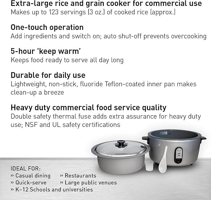 Panasonic Commercial Electric Rice Cooker, 120V Extra-Large Capacity 60-Cup - Image 2