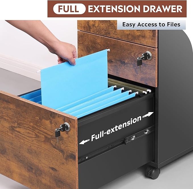 DEVAISE 3 Drawer Rolling File Cabinet - Image 6