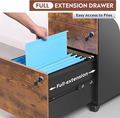 DEVAISE 3 Drawer Rolling File Cabinet - Image 6