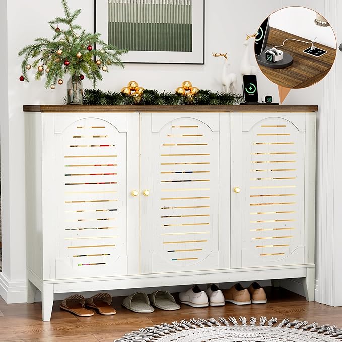 Vlsrka Shoe Cabinet with 3 Doors, Narrow Wooden Shoe Cabinet, Outdoor Hidden by VlsrkaFurniture