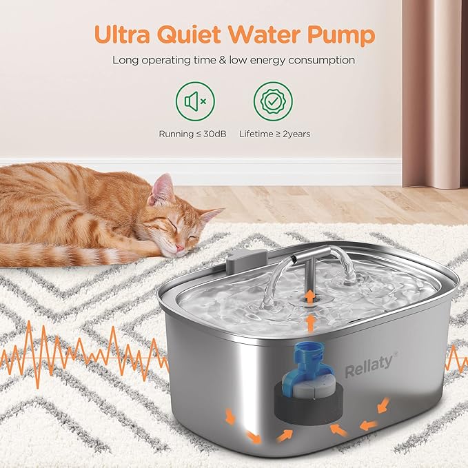 Cat Water Fountain Stainless Steel: 3.2L/108oz Pet Fountain Water Bowl Dog - Image 4