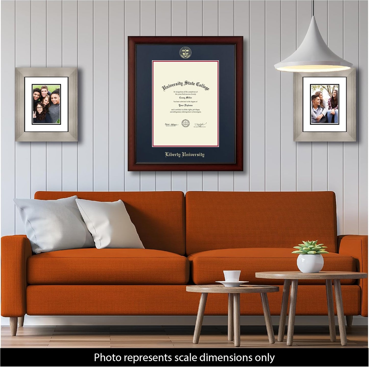 Liberty Gold Embossed Diploma Frame, 13 X 17, Cherry, Shield, 1971 | Liberty University, Fits 13 X 17 Diploma, Vertical, Navy And Red Mats, Gold Embossed Shield, Master/PhD Diploma Fit