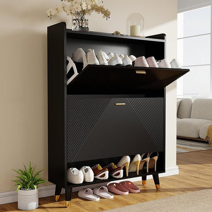 Shoe Cabinet Storage for Entryway, Modern Slim Hidden Shoes Rack Closet by LuxuryFurniture