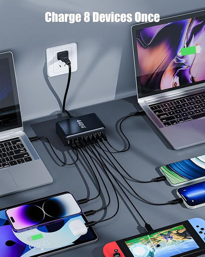 BODSEIEOU USB C Charger Block 440W Charging Station Hub, 8 Port GaN III Fast - Image 2