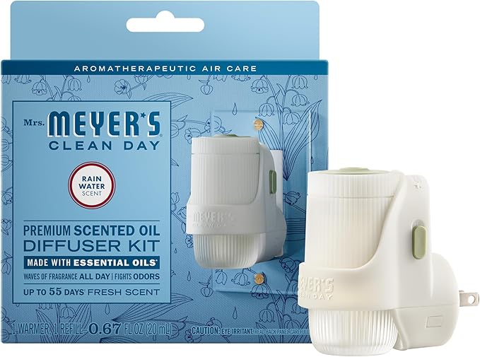 MRS. MEYER'S CLEAN DAY Premium Scented Oil Diffuser Kit, Rain Water, 1 warmer by MrsMeyers