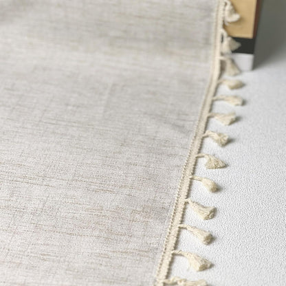 Faux Linen Tassel Kitchen Valances for Windows Modern Farmhouse Neutral Valance Curtains Topper Country Rustic Bathroom Small Window Treatment Boho Decor (54x15 inch, Natural)