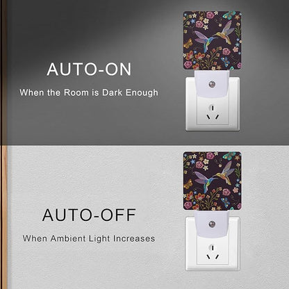 Smoaffly Vintage Hummingbird Butterfly Flowers Night Light Plug-in LED - Image 5