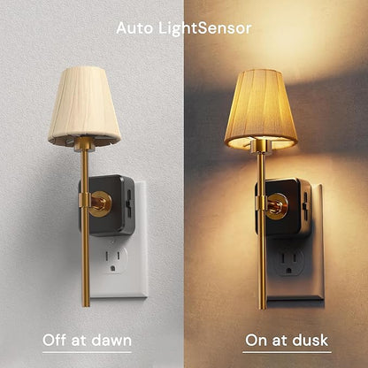 L LOHAS LED Night Lights Plug into Wall, Pleated Fabric Cover Night Light - Image 2