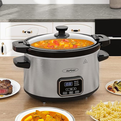 Sunvivi 4qt Slow Cooker, Programmable Slow Cooker by WeGetLife