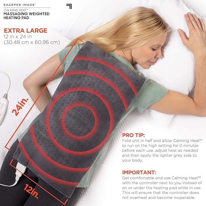 Calming Heat Massaging Vibrations Weighted Heating Pad by Sharper Image | Auto - Image 4