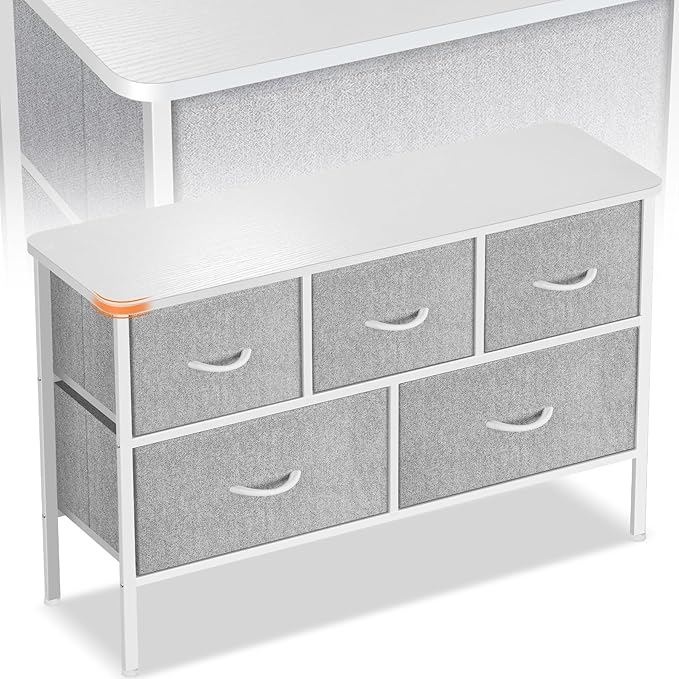 Curved Profile Dresser for Bedroom, Chest of Drawers, 5 Storage Drawers by Sonharlar