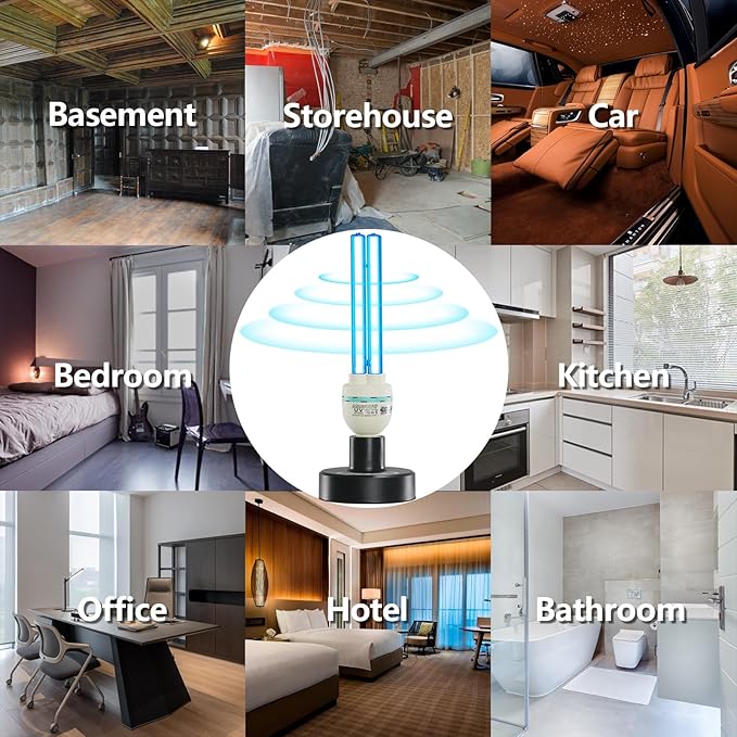 36Watts UV Sanitizer Lamp with Remote Control Powerful UVC Light with E26 Base - Image 6